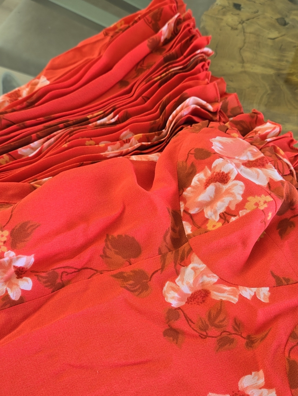 Reformation Coral Red Floral Slip Midi Dress - Picture 3 of 4